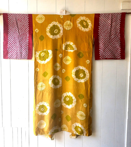 Antique Silk Shibori  Woman's Nagajuban Undergarment.