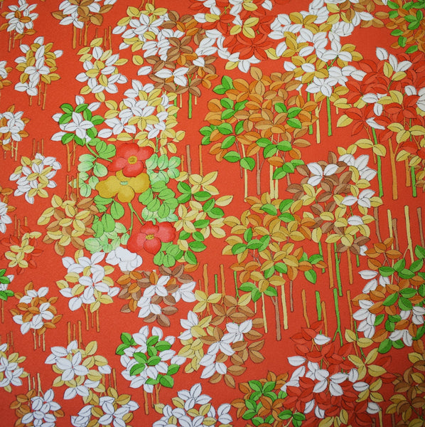 Kimono Silk  - Orange Floral  - 9.5m