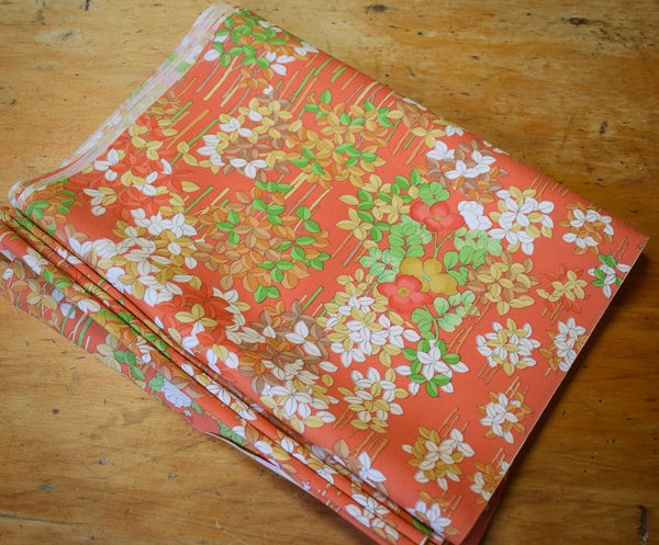 Kimono Silk  - Orange Floral  - 9.5m