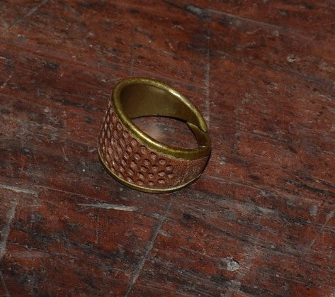 Vintage Brass and Leather Adjustable Thimble