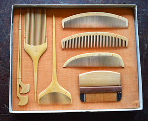 Antique Wooden Comb Set