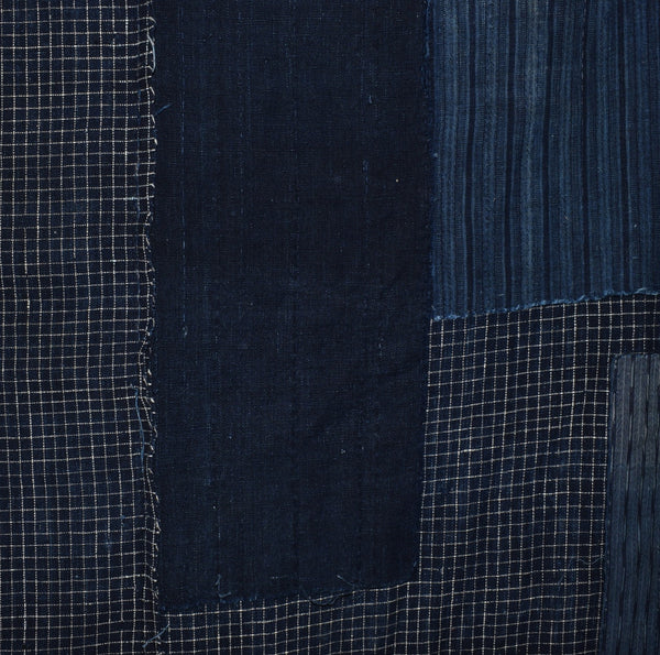 Antique Indigo  Check Boro Futonji
