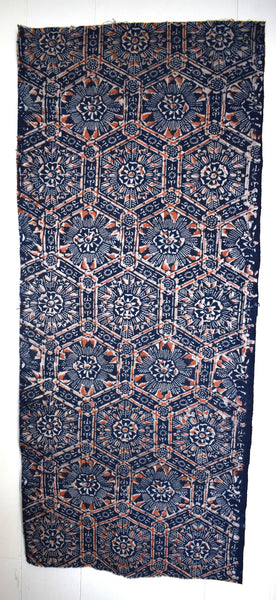 Katazome Panel - Hexagons and Floral