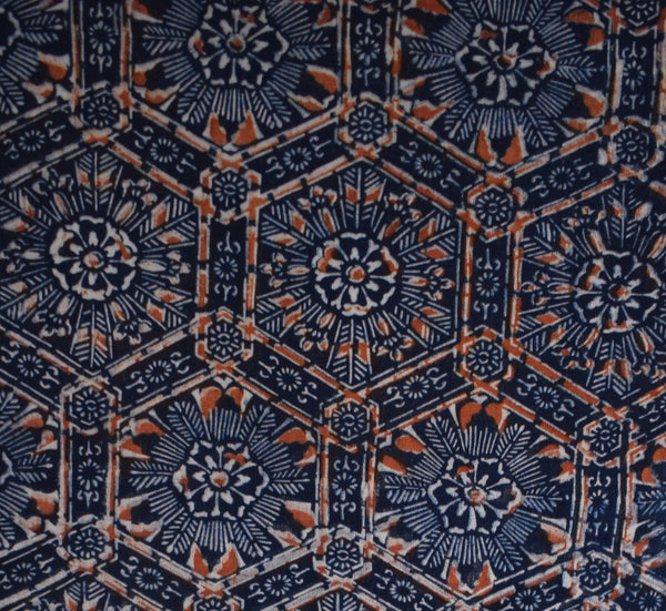 Katazome Panel - Hexagons and Floral