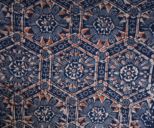 Katazome Panel - Hexagons and Floral