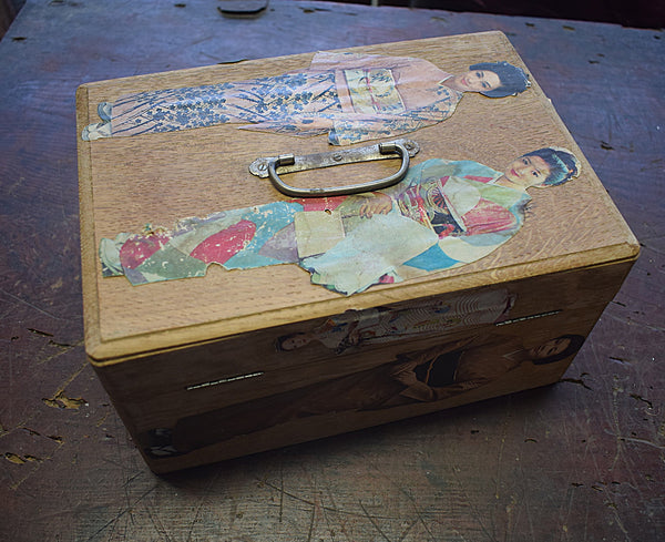 Retro Sewing Box with Contents