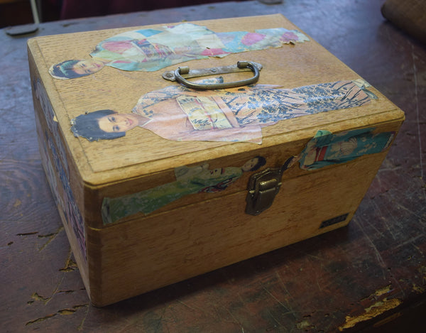 Retro Sewing Box with Contents