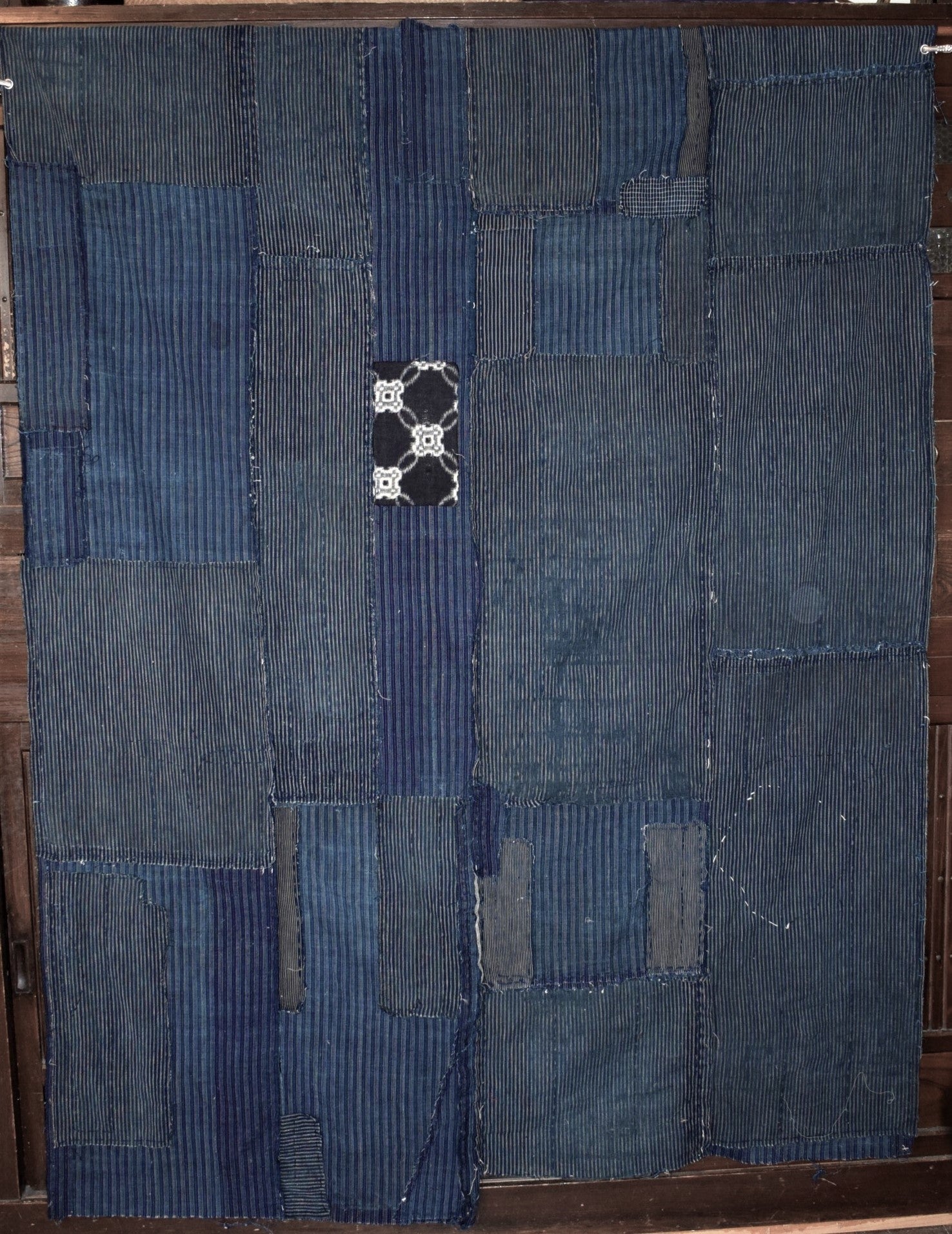 Antique Striped Boro Futonji