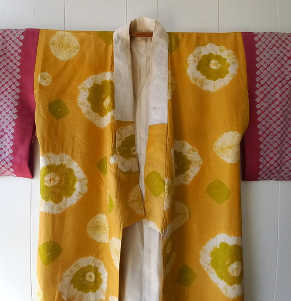 Antique Silk Shibori  Woman's Nagajuban Undergarment.