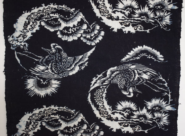 Katazome Panel - Cranes and Pine Trees