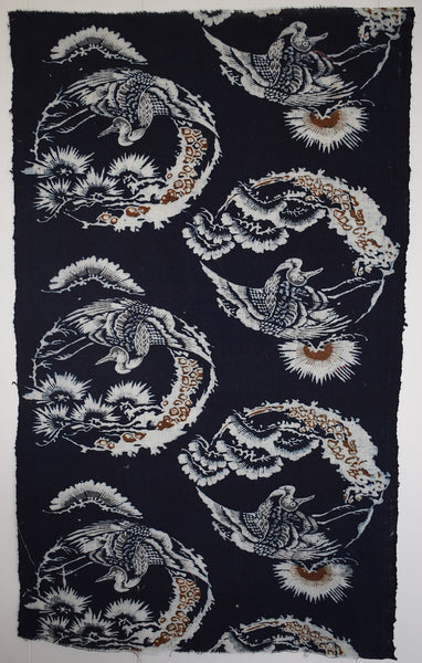 Katazome Panel - Cranes and Pine Trees